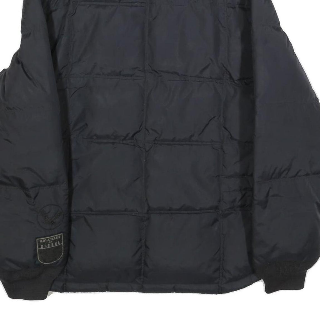 DIESEL Mens Black XL Nylon Quilted Jacket Zip Up Casual Outerwear