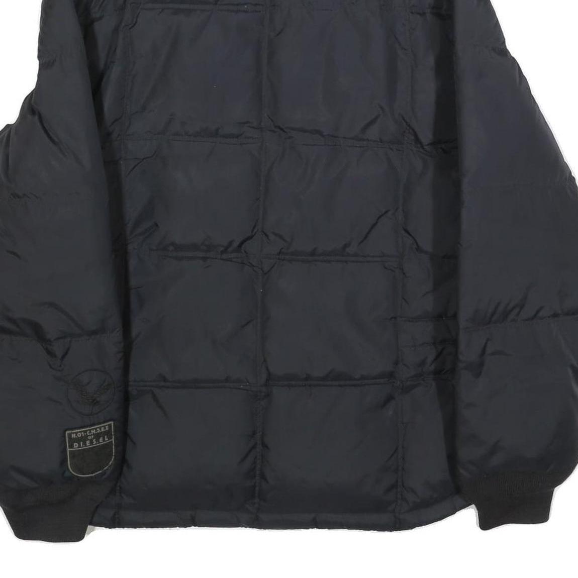 DIESEL Mens Black XL Nylon Quilted Jacket Zip Up Casual Outerwear