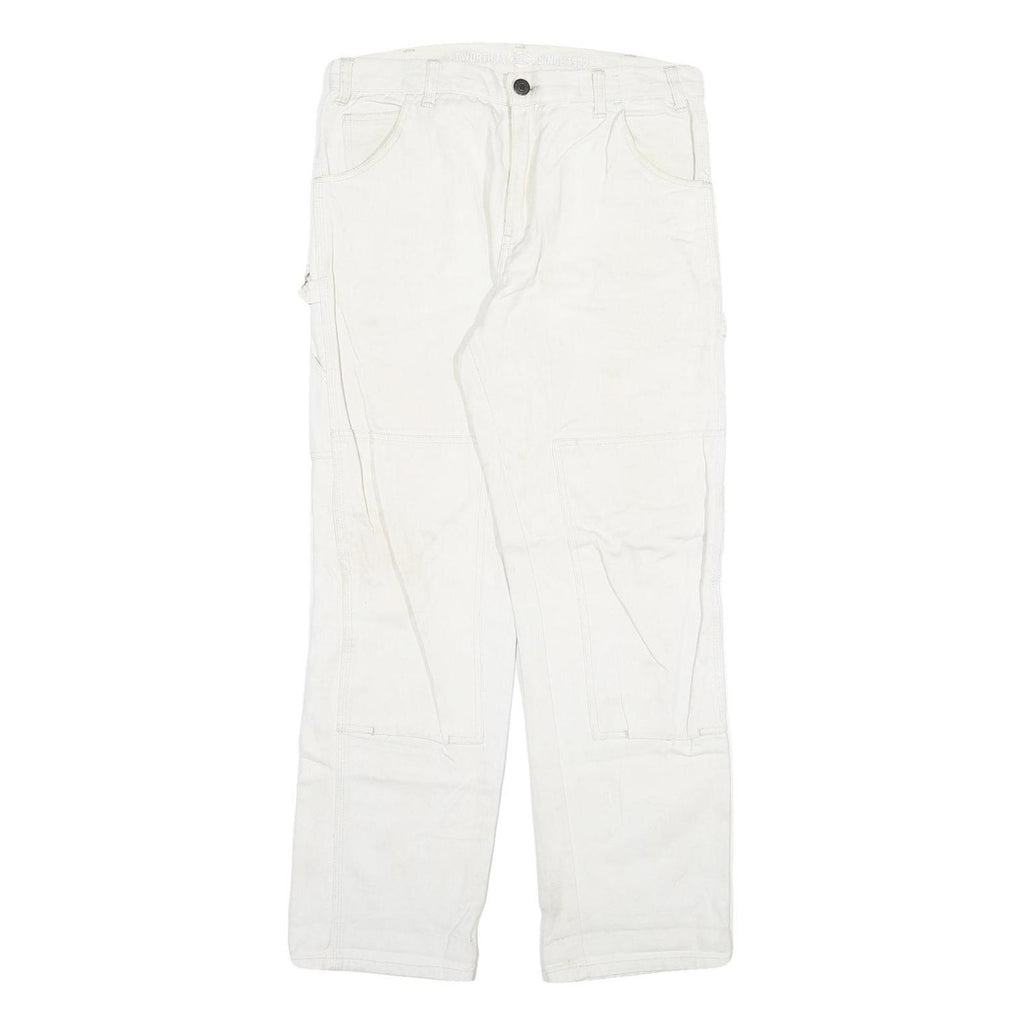 DICKIES Mens White Regular Fit Straight Denim Jeans W32 L29 Cotton Blend Zip