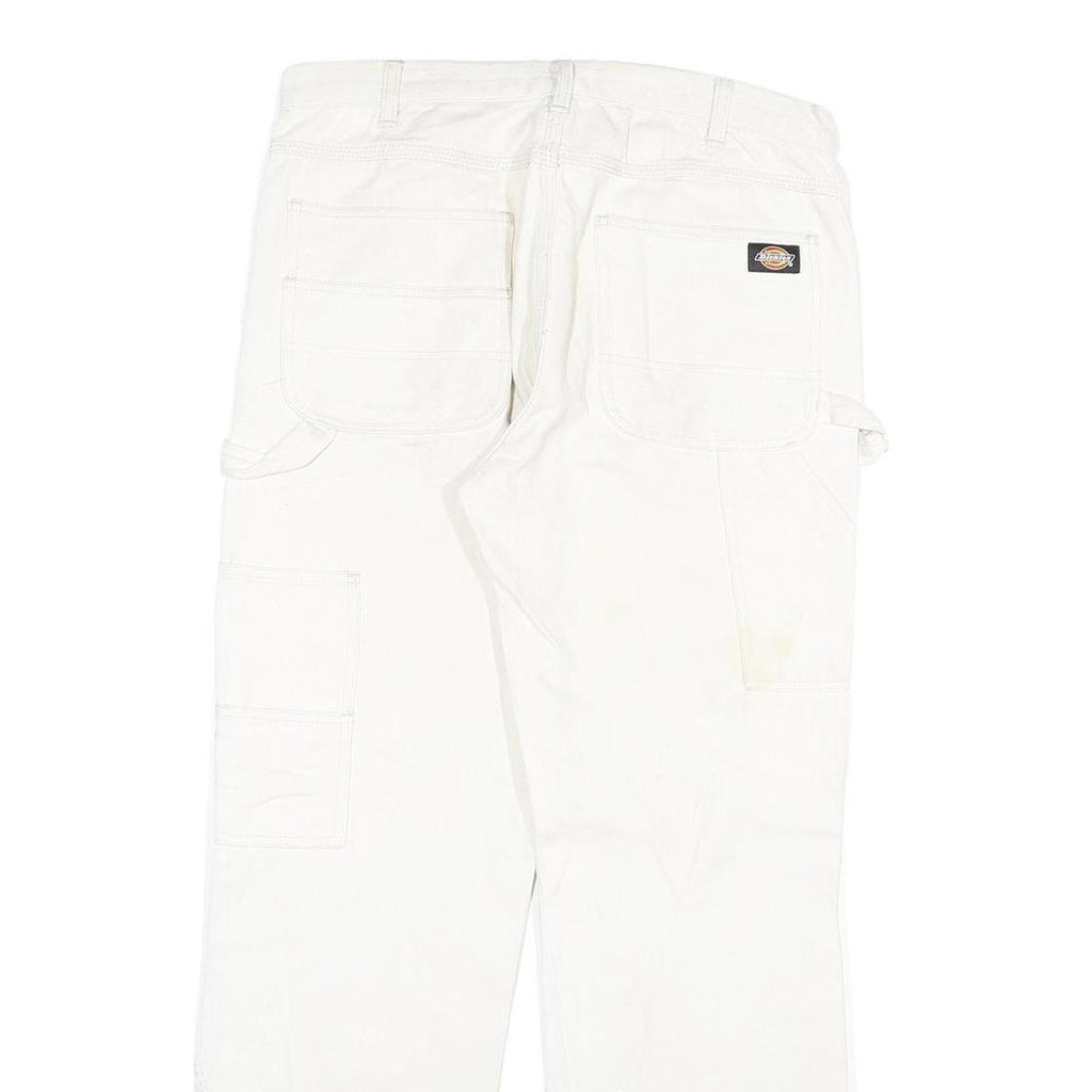 DICKIES Mens White Regular Fit Straight Denim Jeans W32 L29 Cotton Blend Zip