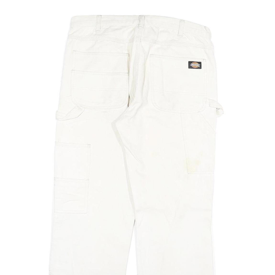 DICKIES Mens White Regular Fit Straight Denim Jeans W32 L29 Cotton Blend Zip