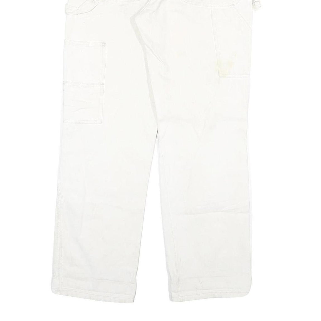 DICKIES Mens White Regular Fit Straight Denim Jeans W32 L29 Cotton Blend Zip