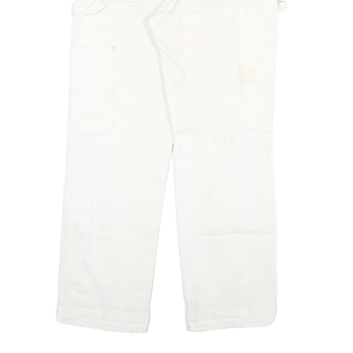 DICKIES Mens White Regular Fit Straight Denim Jeans W32 L29 Cotton Blend Zip