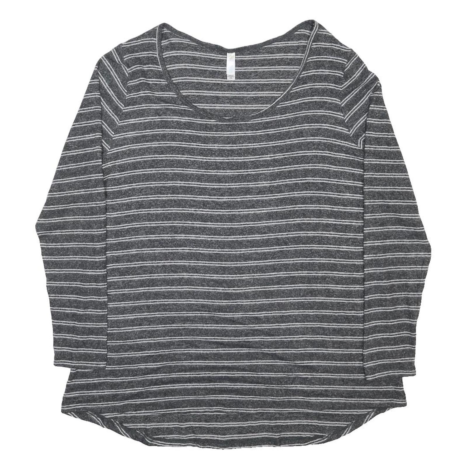 LULA ROE Womens Grey Striped Plain Crew Neck Basic Knit 2XL Jumper Casual Soft