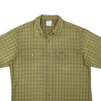 JACK WOLFSKIN Mens Green Check Shirt L Cotton Blend Button Front Outdoor Casual