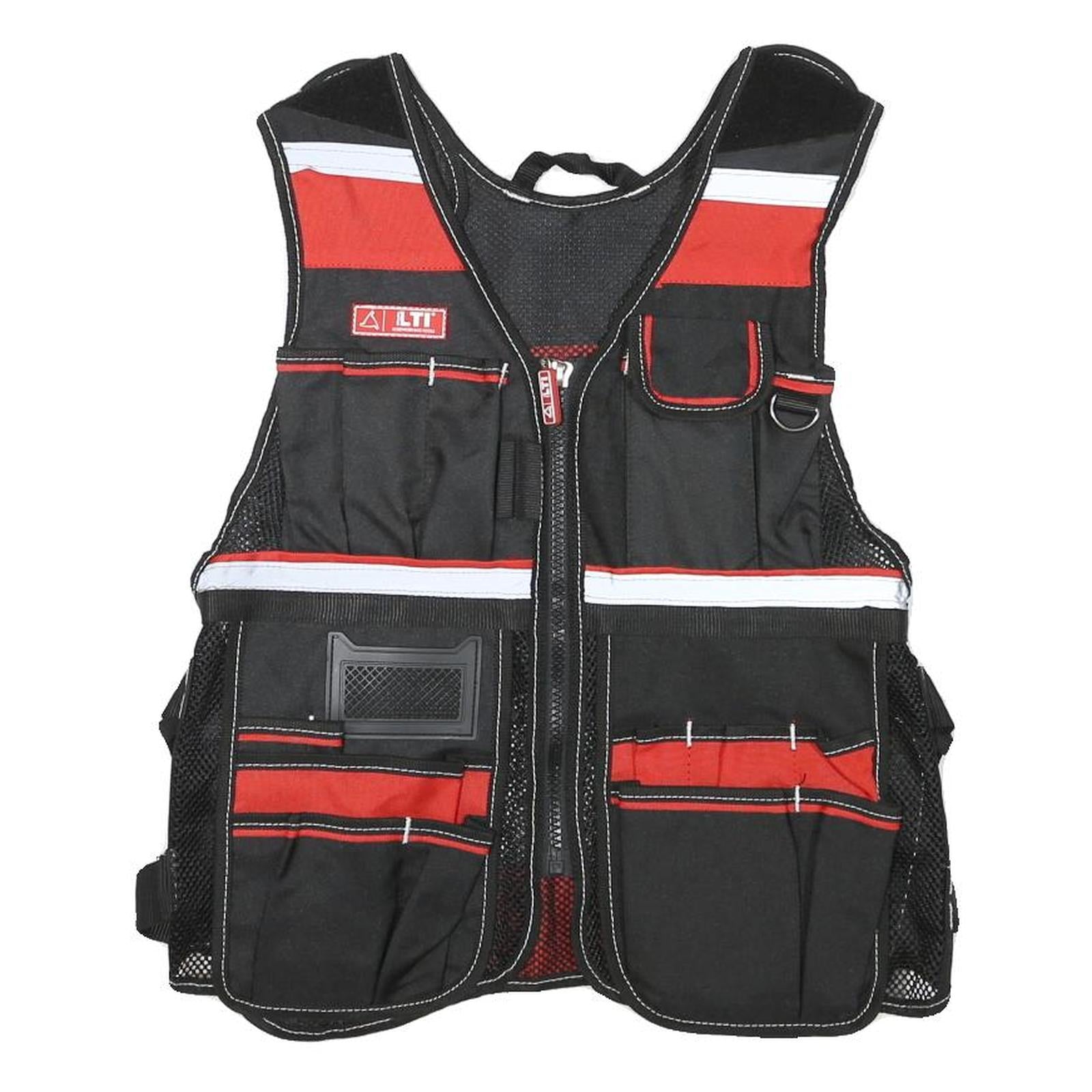 LTI Mens Black & Red Workwear Utility Zip Jacket S Polyester Blend Pockets