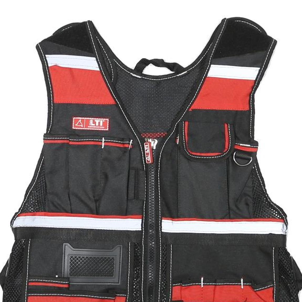 LTI Mens Black & Red Workwear Utility Zip Jacket S Polyester Blend Pockets