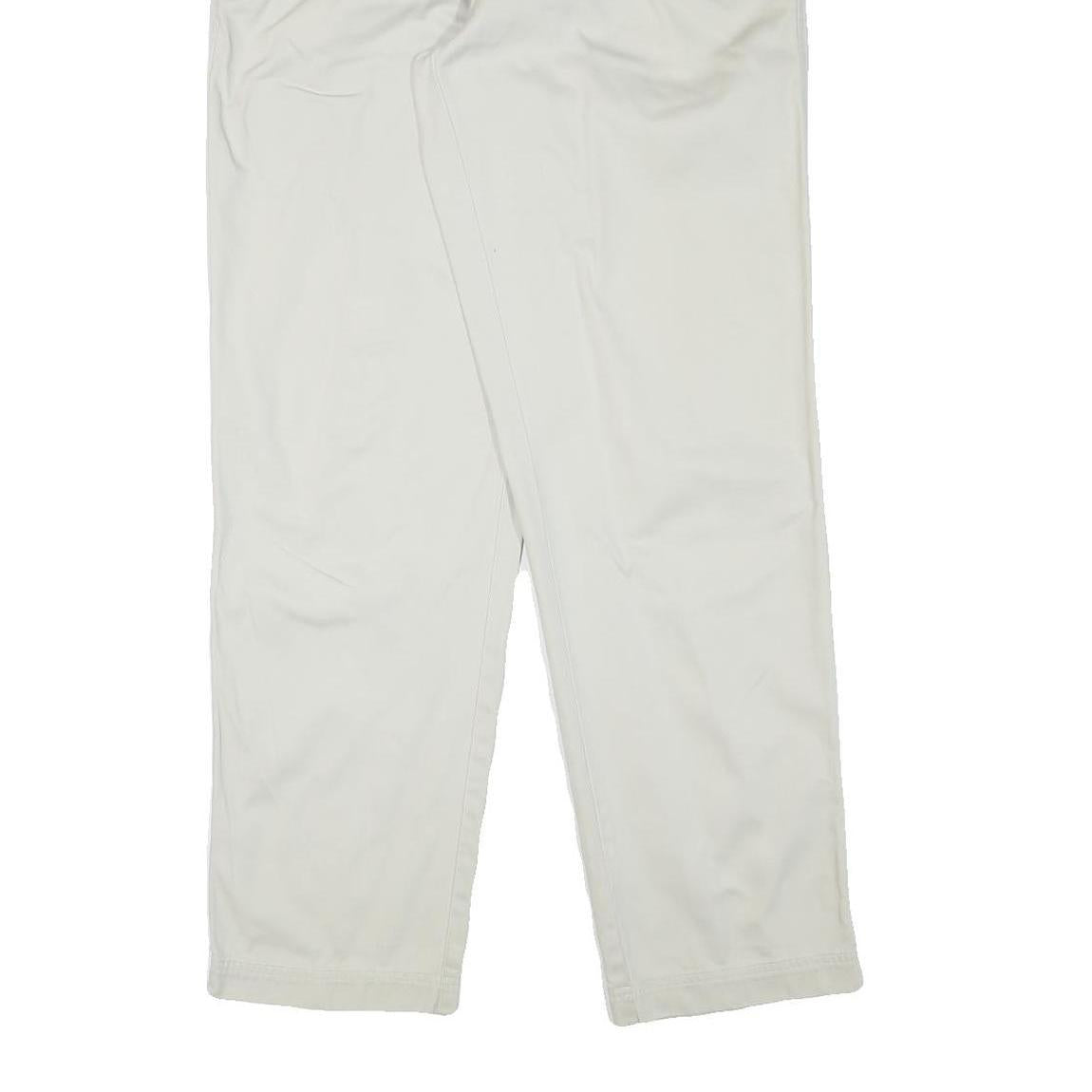 TIMBERLAND Mens Cotton Blend White Regular Straight Trousers W33 L33 Classic Zip