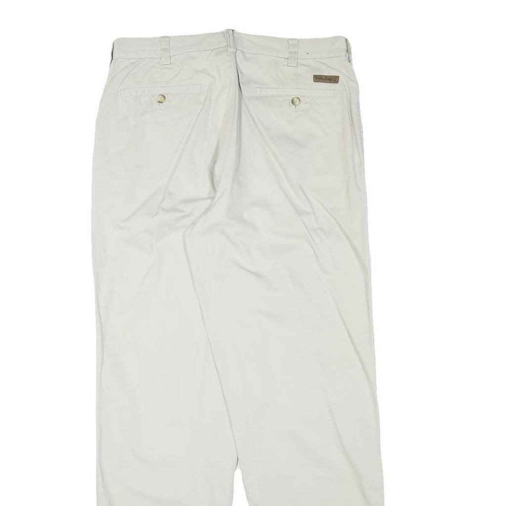 TIMBERLAND Mens Cotton Blend White Regular Straight Trousers W33 L33 Classic Zip