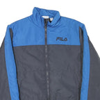 FILA Mens Blue & Grey Jacket L Polyester Blend Zip Plain Casual Sportswear