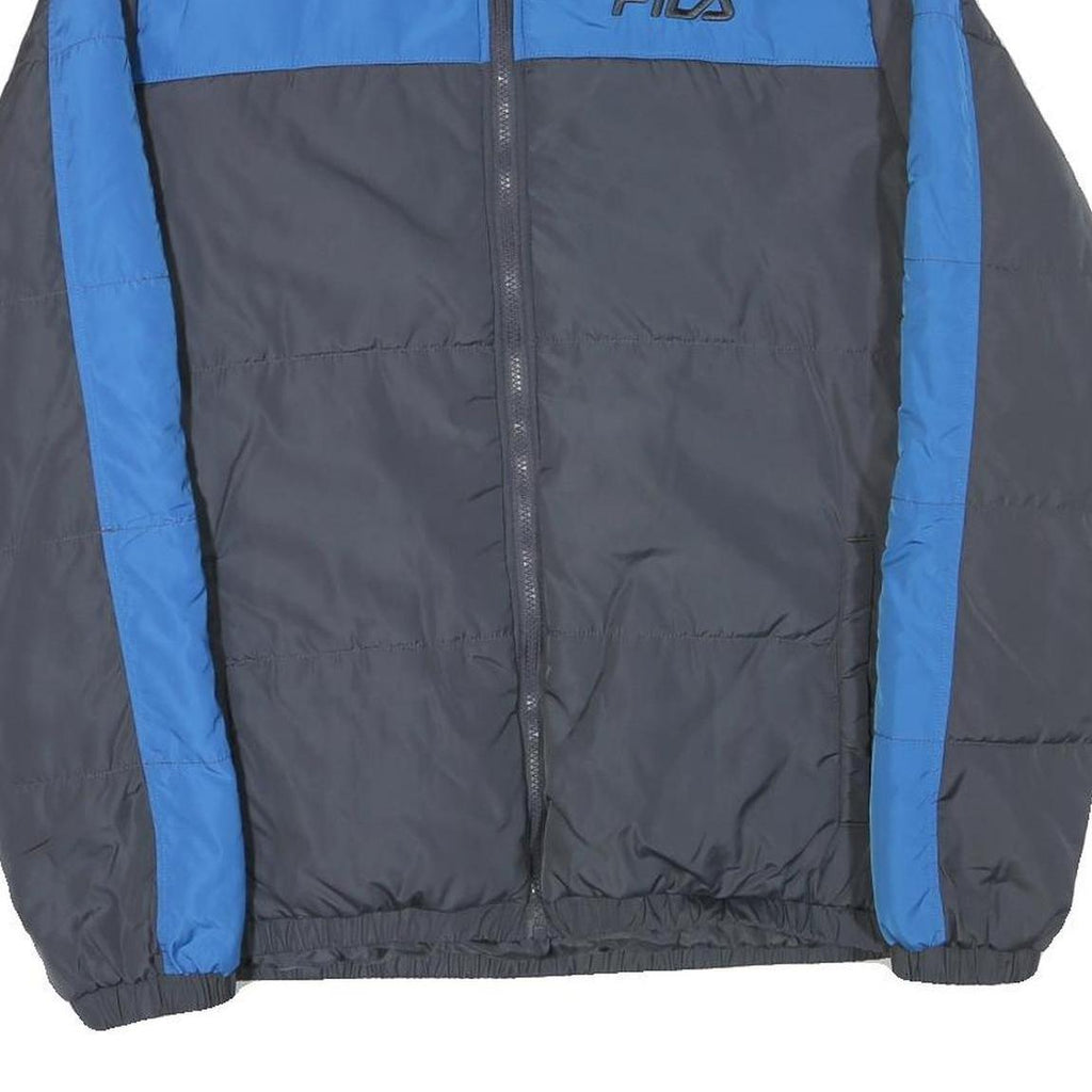 FILA Mens Blue & Grey Jacket L Polyester Blend Zip Plain Casual Sportswear