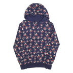 FILA Mens Navy & Red Logo Print Pullover Hoodie S All Over Graphic Casual Cotton