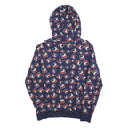 FILA Mens Navy & Red Logo Print Pullover Hoodie S All Over Graphic Casual Cotton