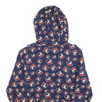 FILA Mens Navy & Red Logo Print Pullover Hoodie S All Over Graphic Casual Cotton