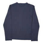 TED BAKER Mens Blue Plain V-Neck Basic Knit Jumper M Cotton Blend Comfort Style