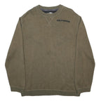 HARLEY DAVIDSON Mens Khaki Plain Knit Crew Neck Jumper L Motorcycle Logo