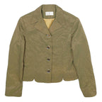 YIKAI DRESS CO Womens Beige Silk Button Jacket S Woven Tailored