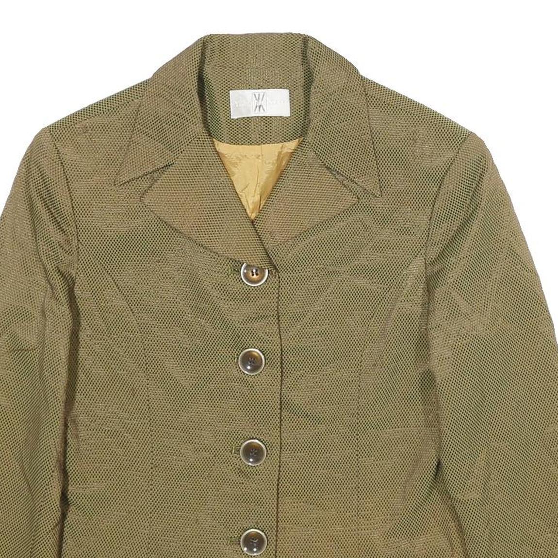 YIKAI DRESS CO Womens Beige Silk Button Jacket S Woven Tailored