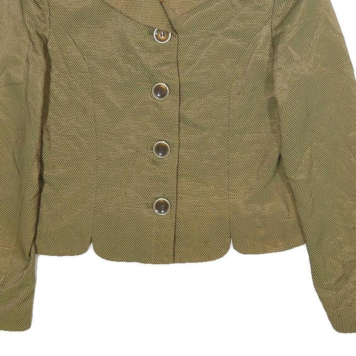 YIKAI DRESS CO Womens Beige Silk Button Jacket S Woven Tailored