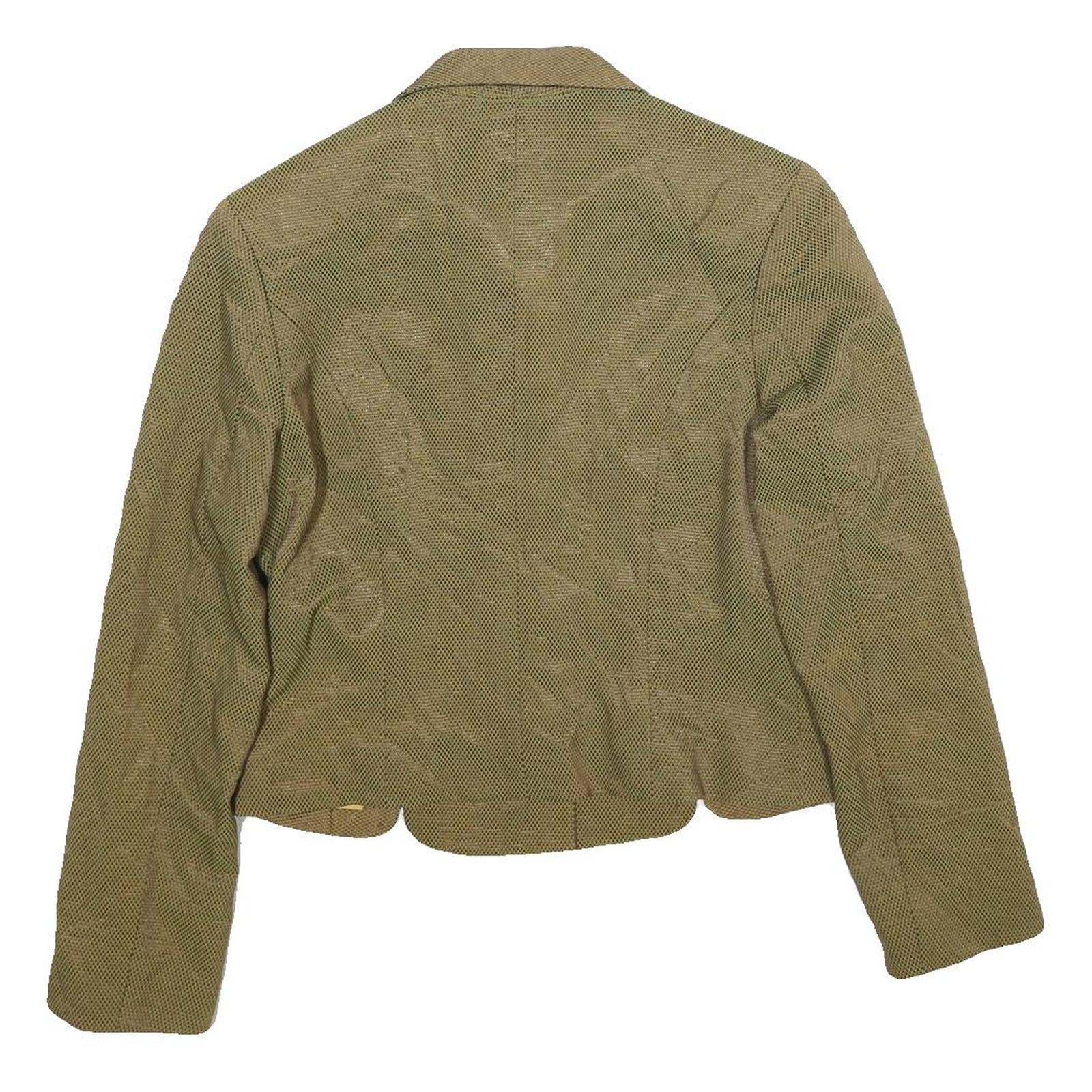 YIKAI DRESS CO Womens Beige Silk Button Jacket S Woven Tailored