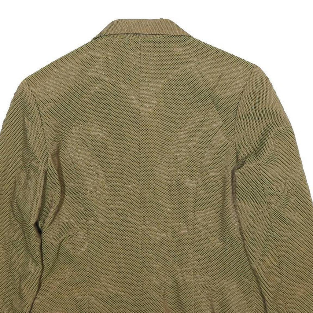 YIKAI DRESS CO Womens Beige Silk Button Jacket S Woven Tailored