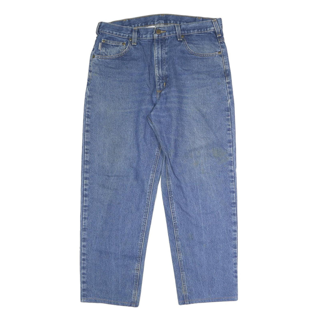 CARHARTT Mens Regular Fit Blue Denim Jeans Button W36 L27 Classic Cotton