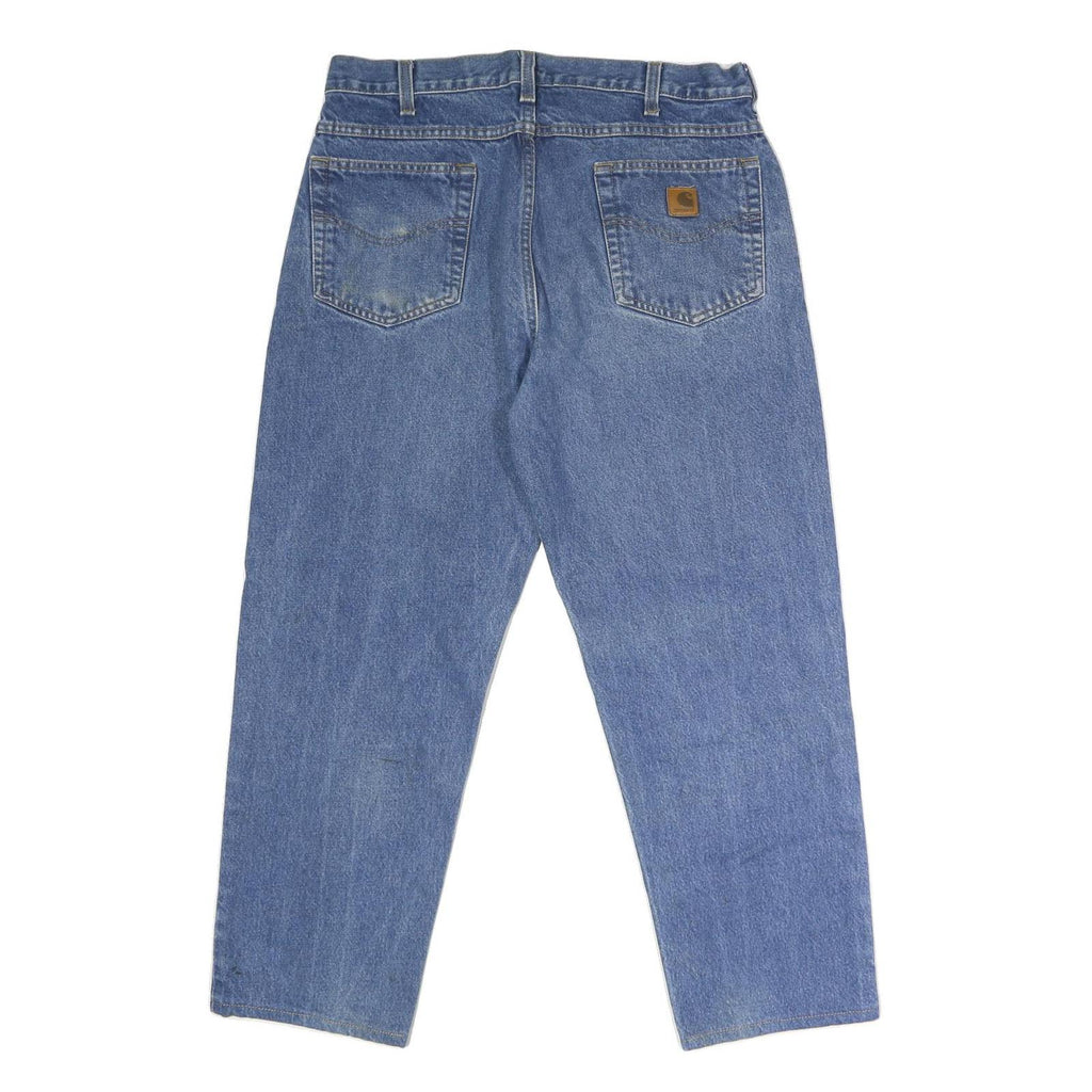 CARHARTT Mens Regular Fit Blue Denim Jeans Button W36 L27 Classic Cotton