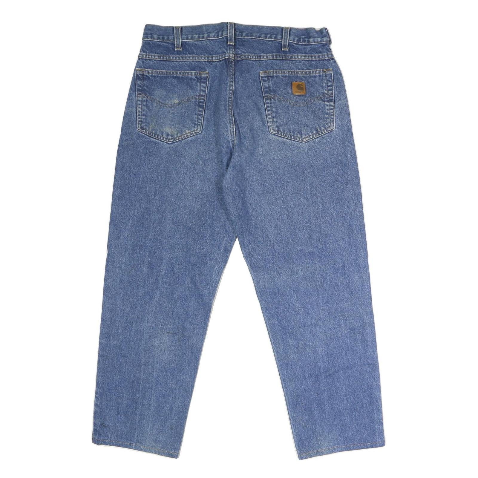 CARHARTT Mens Regular Fit Blue Denim Jeans Button W36 L27 Classic Cotton