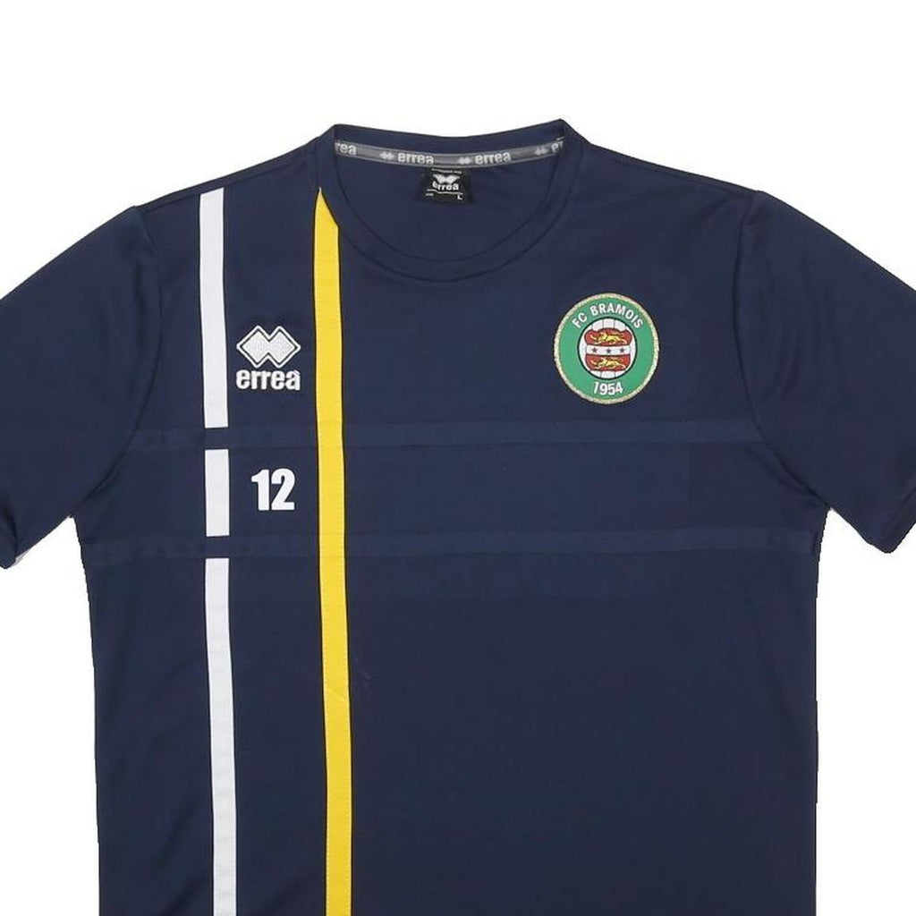ERREA FC Bramois Mens Navy Blue & Yellow Football T-Shirt L Short Sleeve