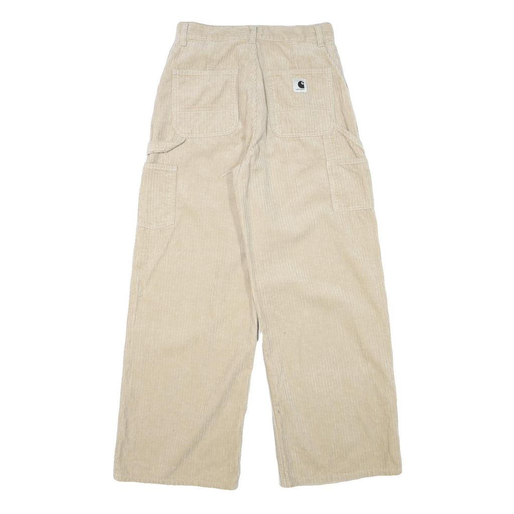 CARHARTT Womens Cotton Blend Beige Relaxed Wide-Leg Trousers W28 L29 Casual