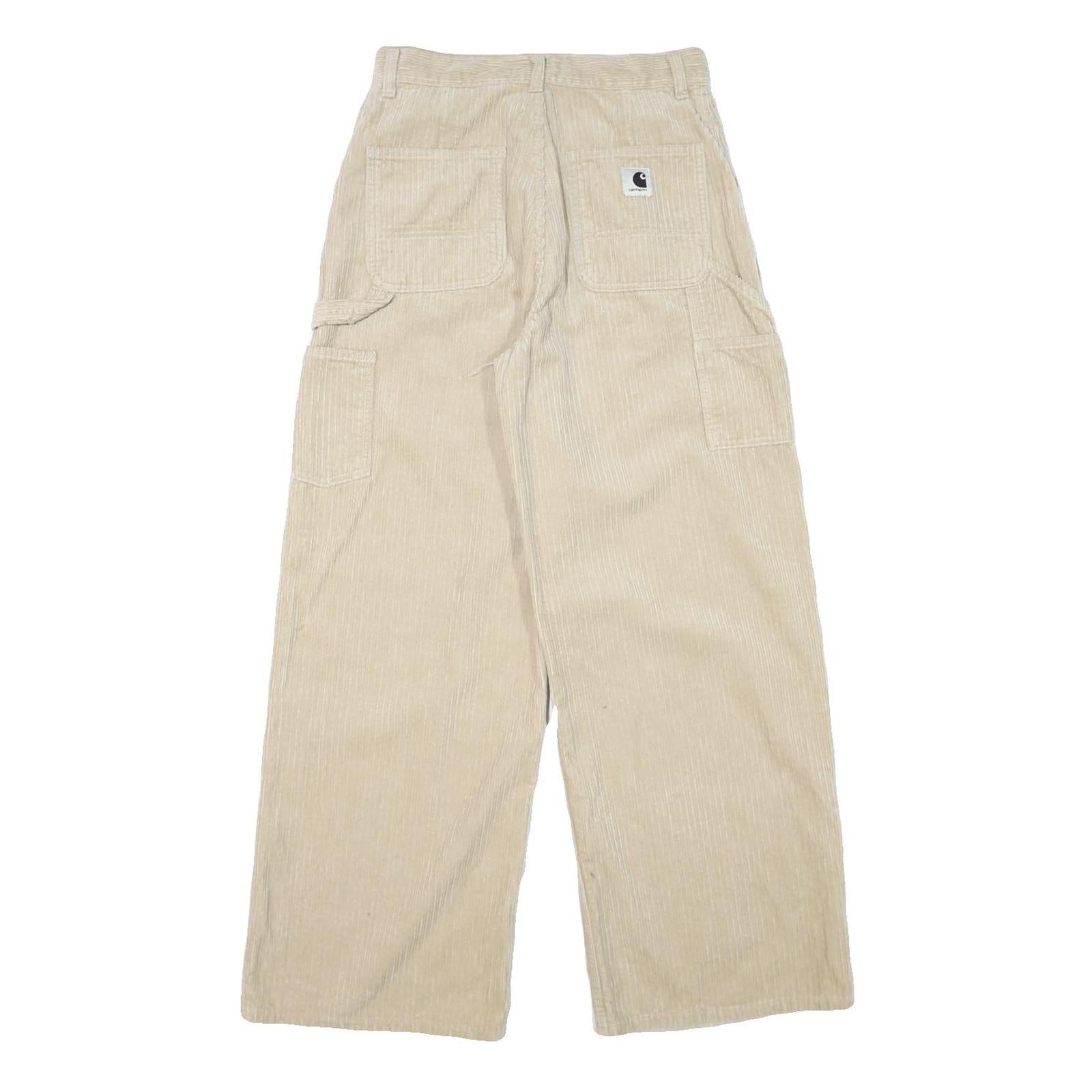 CARHARTT Womens Cotton Blend Beige Relaxed Wide-Leg Trousers W28 L29 Casual