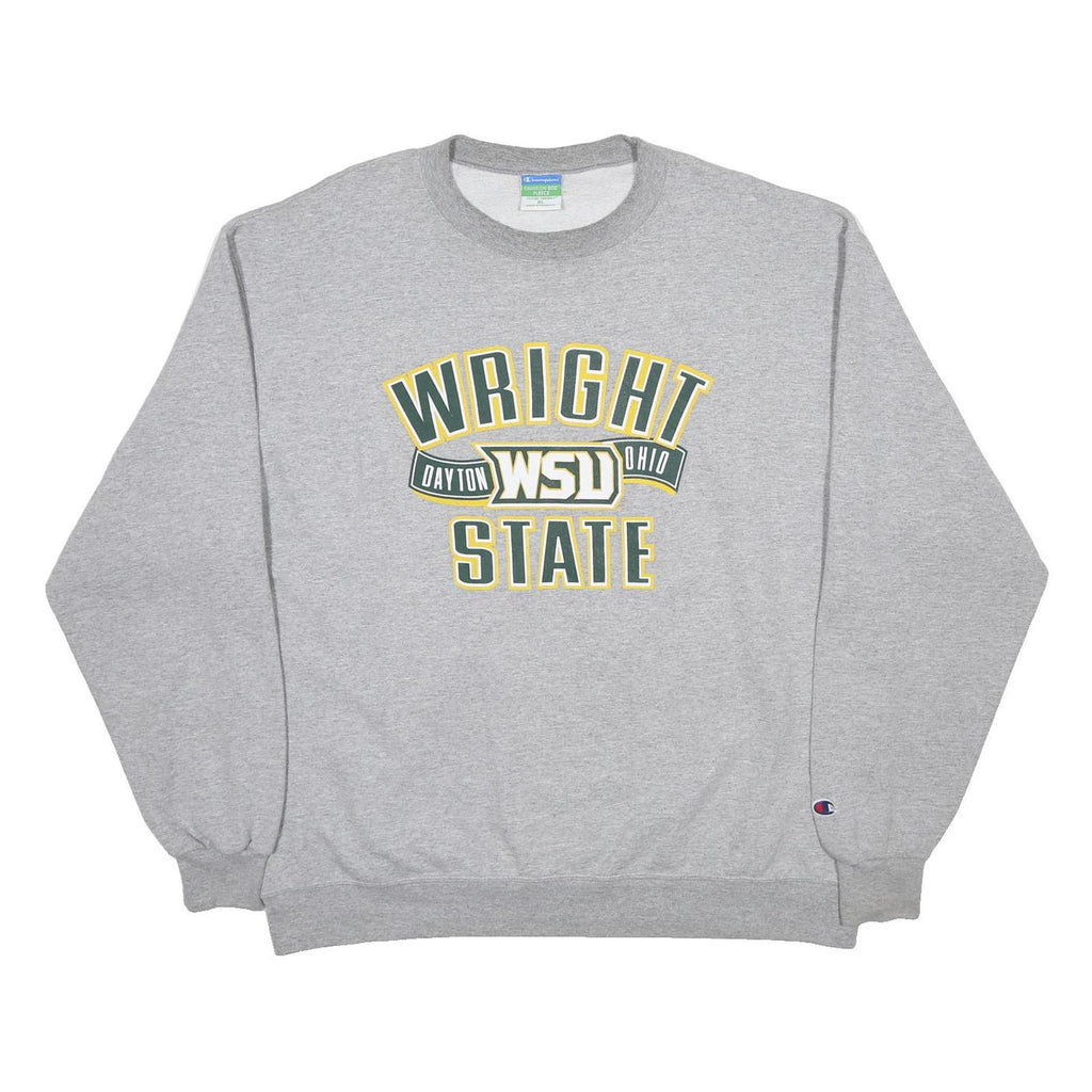 CHAMPION Mens Grey Wright State Crew Neck XL Cotton Blend Sweatshirt