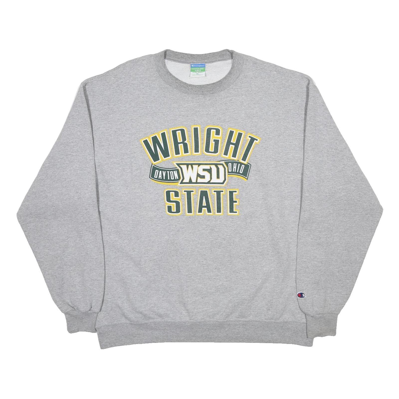 CHAMPION Mens Grey Wright State Crew Neck XL Cotton Blend Sweatshirt