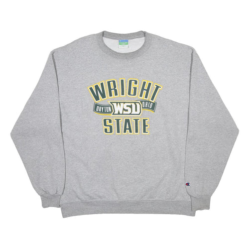 CHAMPION Mens Grey Wright State Crew Neck XL Cotton Blend Sweatshirt