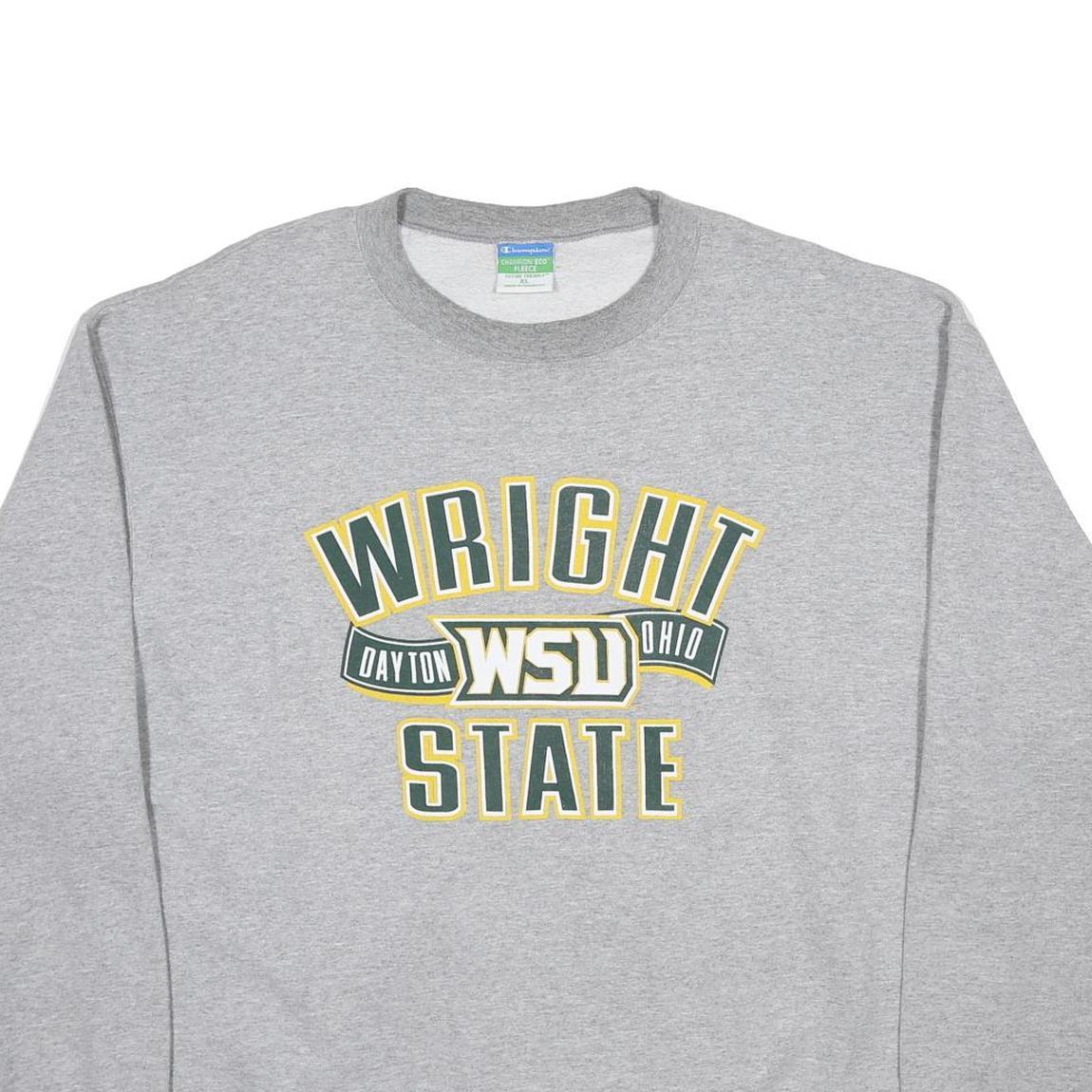 CHAMPION Mens Grey Wright State Crew Neck XL Cotton Blend Sweatshirt
