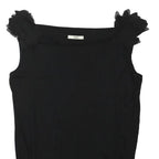 OASIS Womens Black Sleeveless Scoop Neck Top M Ruffle Detail Adjustable Hem