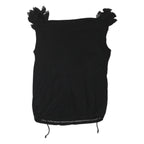 OASIS Womens Black Sleeveless Scoop Neck Top M Ruffle Detail Adjustable Hem
