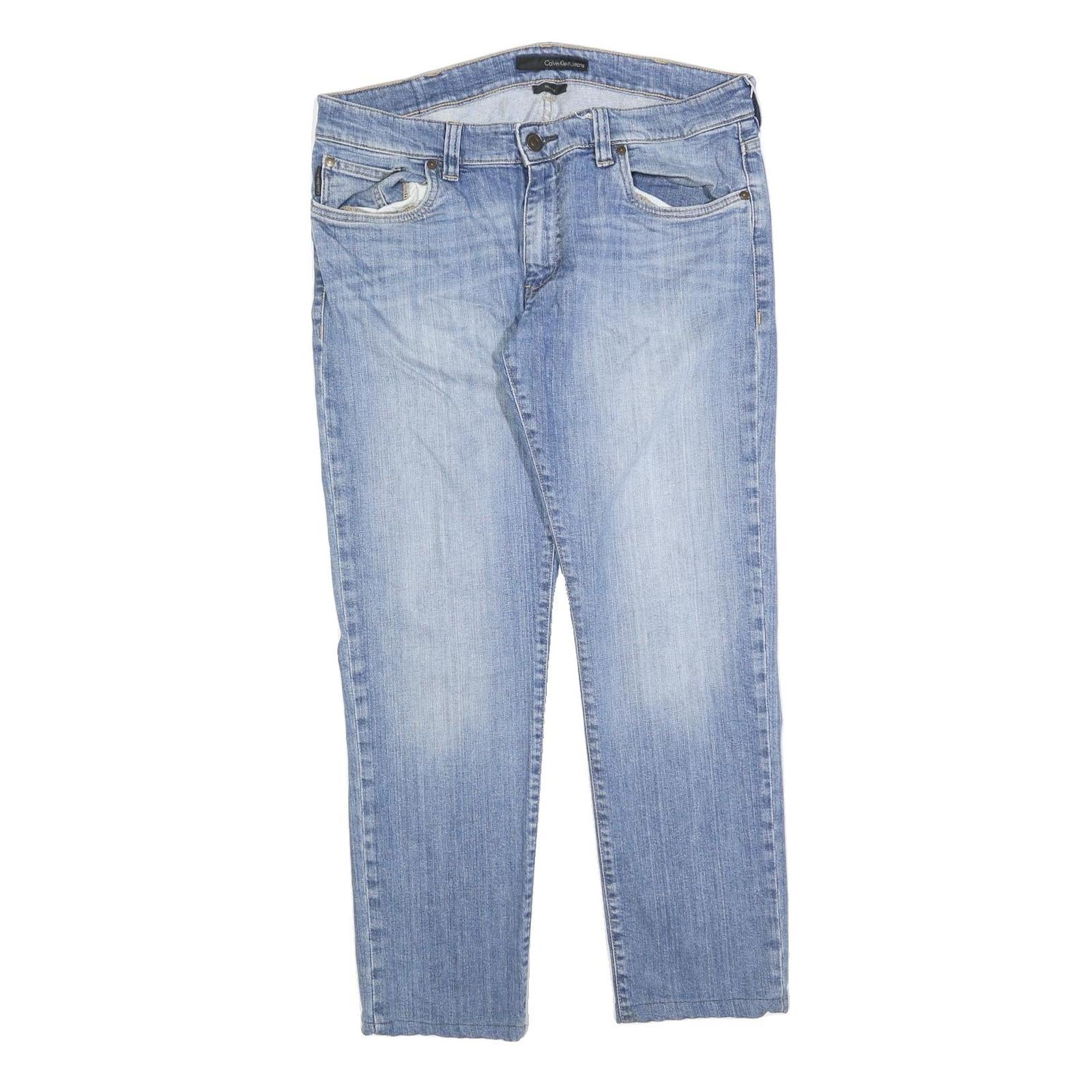 CALVIN KLEIN JEANS Mens Regular Fit Light Blue Denim Jeans W36 L28 Classic