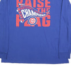 MAJESTIC Mens Blue Cubs Raise The Flag Long Sleeve Crew Neck T-Shirt XL Cotton