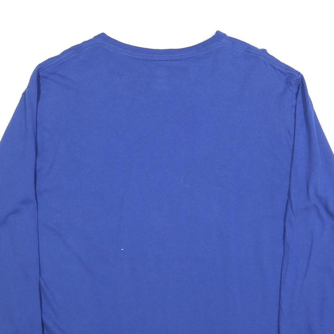 MAJESTIC Mens Blue Cubs Raise The Flag Long Sleeve Crew Neck T-Shirt XL Cotton