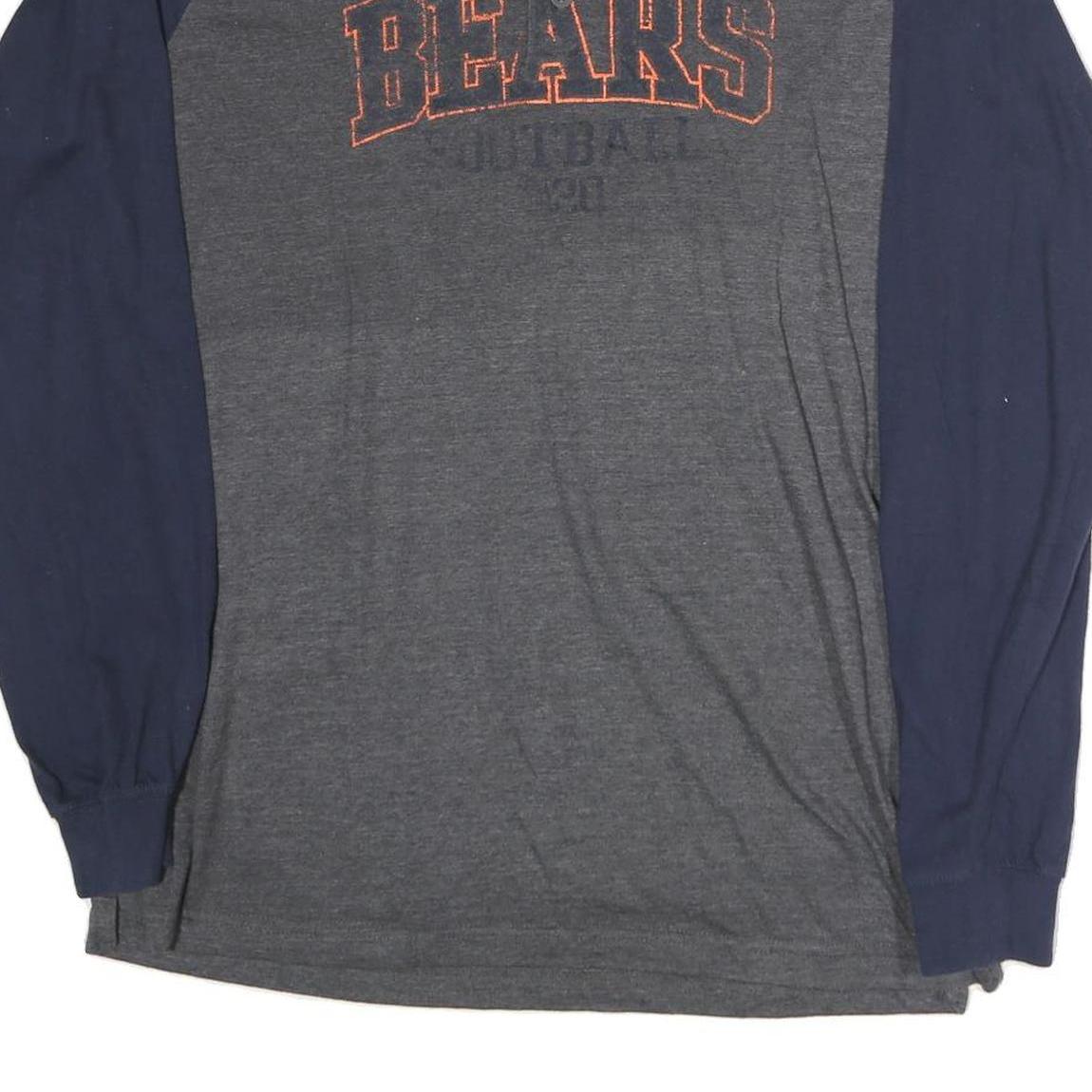 NFL Mens Grey & Blue Chicago Bears Long Sleeve Henley Shirt L Cotton