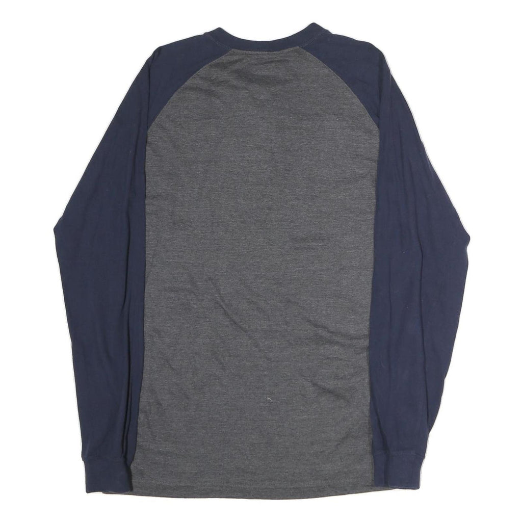 NFL Mens Grey & Blue Chicago Bears Long Sleeve Henley Shirt L Cotton
