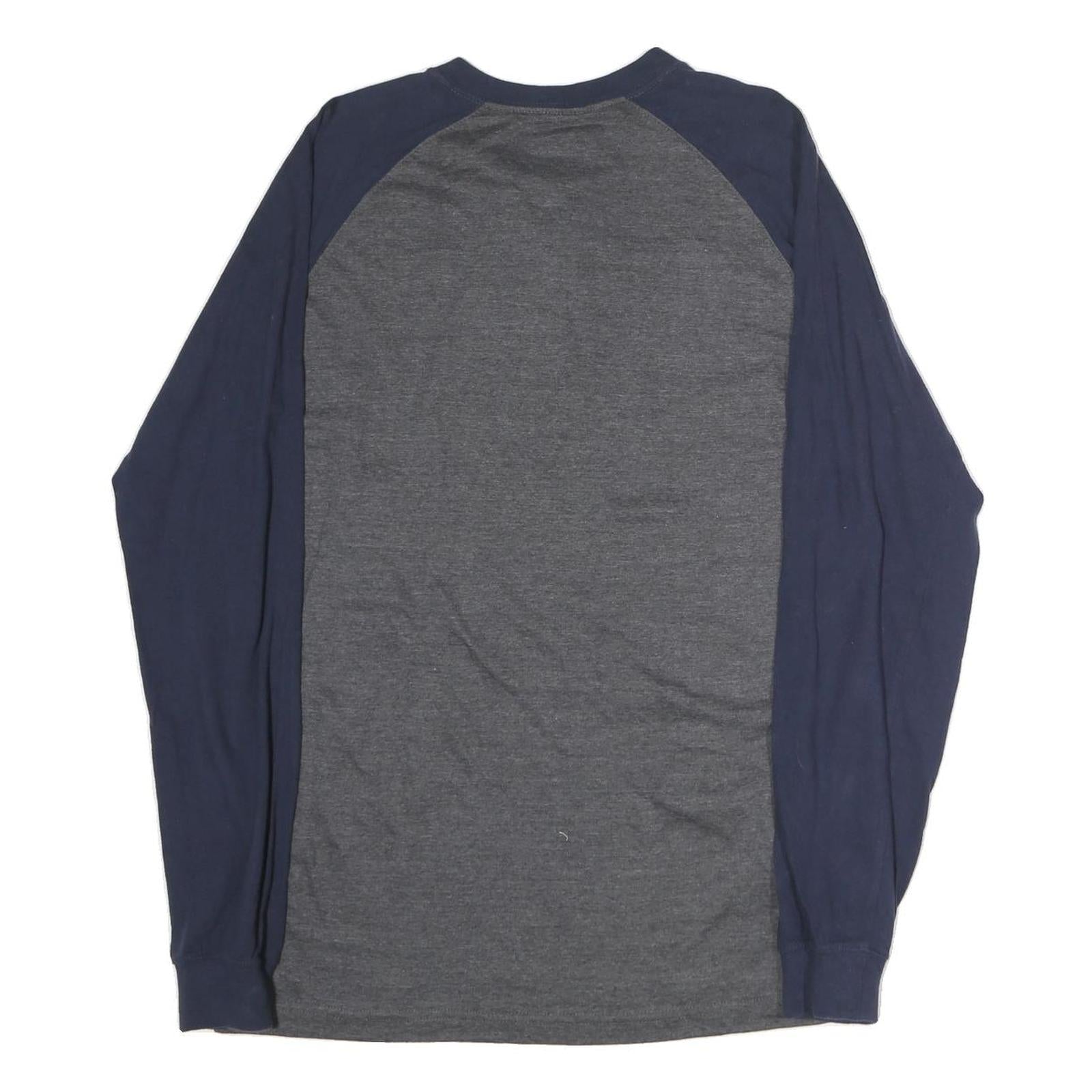 NFL Mens Grey & Blue Chicago Bears Long Sleeve Henley Shirt L Cotton