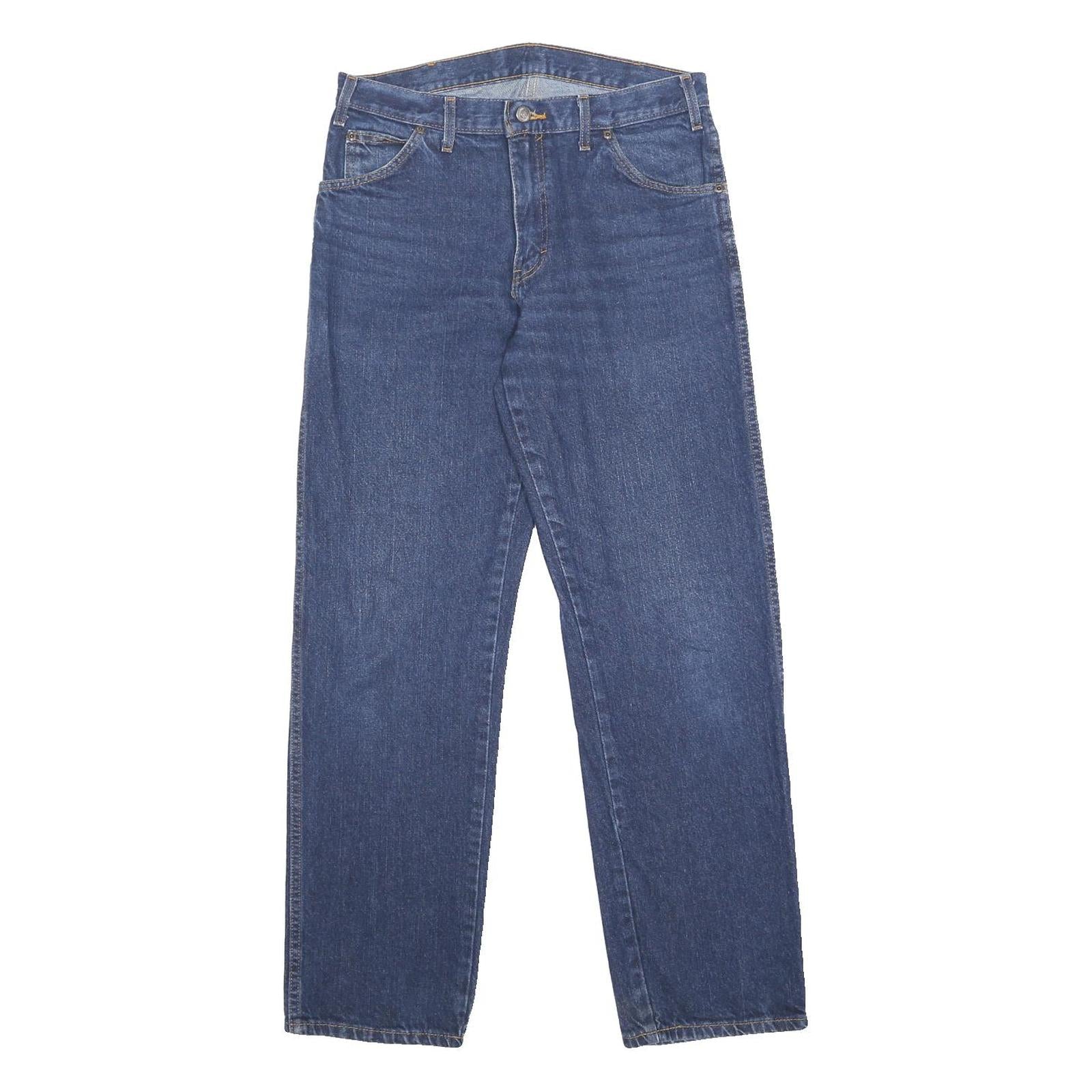 DICKIES Mens Regular Fit Blue Denim Jeans W31 L32 Classic Zip Pocket