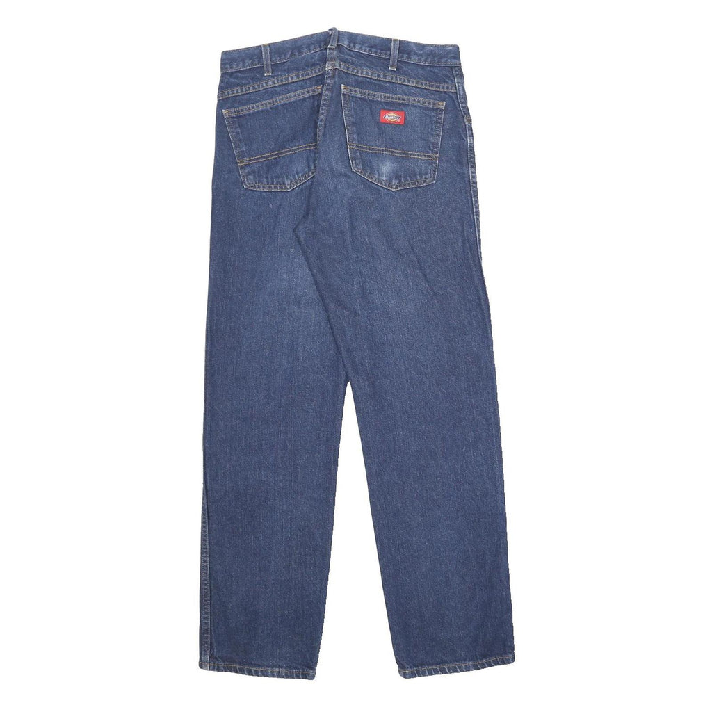 DICKIES Mens Regular Fit Blue Denim Jeans W31 L32 Classic Zip Pocket