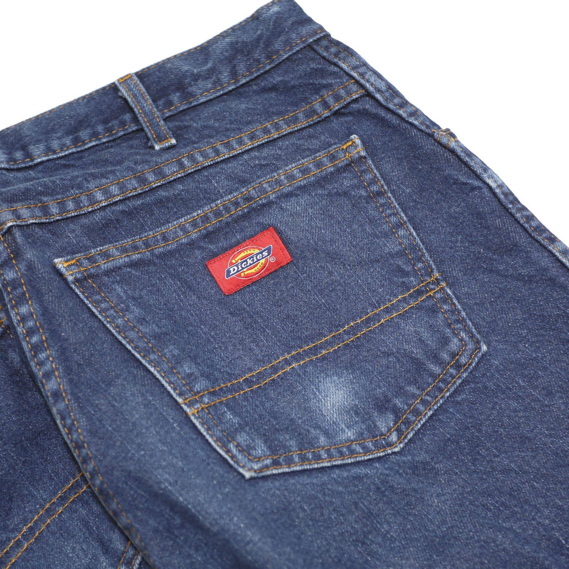 DICKIES Mens Regular Fit Blue Denim Jeans W31 L32 Classic Zip Pocket