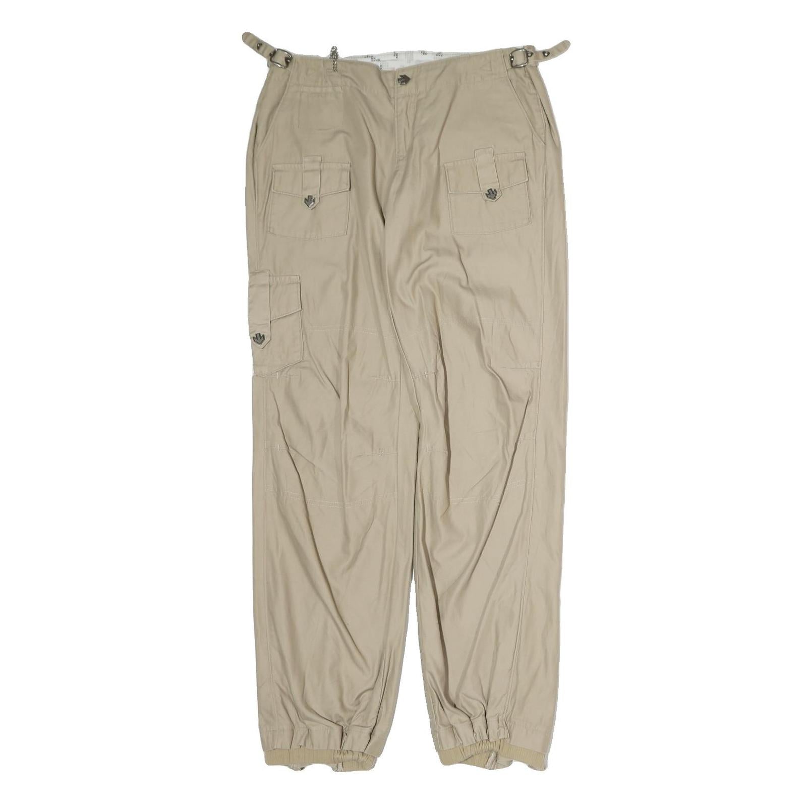DC Mens Cotton Beige Regular Cargo Trousers W26 L31 Casual Zip Closure
