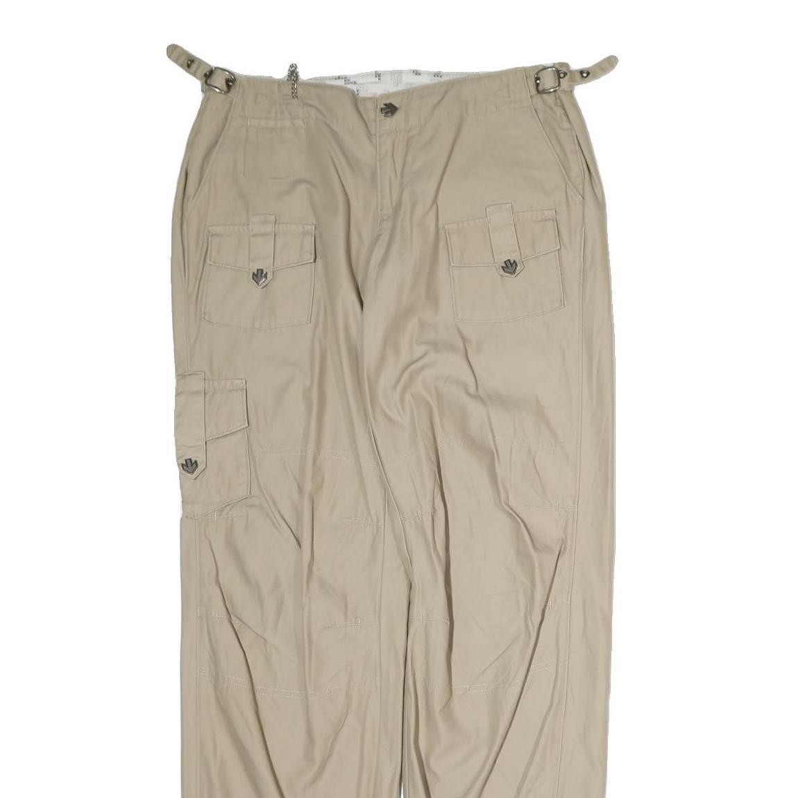 DC Mens Cotton Beige Regular Cargo Trousers W26 L31 Casual Zip Closure