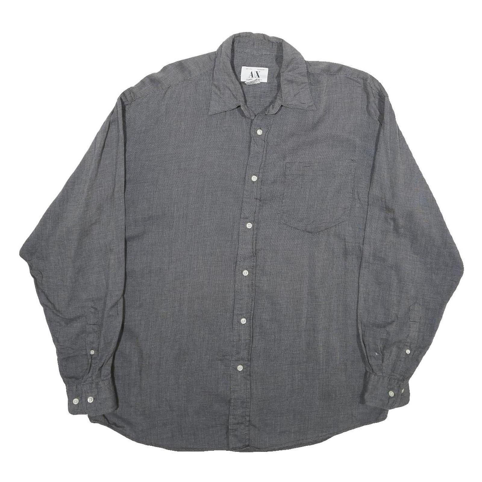ARMANI EXCHANGE Mens Grey Casual Shirt M Cotton Button Down Long Sleeve