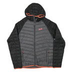 JACK WOLFSKIN Womens Black & Grey Hooded Puffer Jacket L Polyester Blend Zip